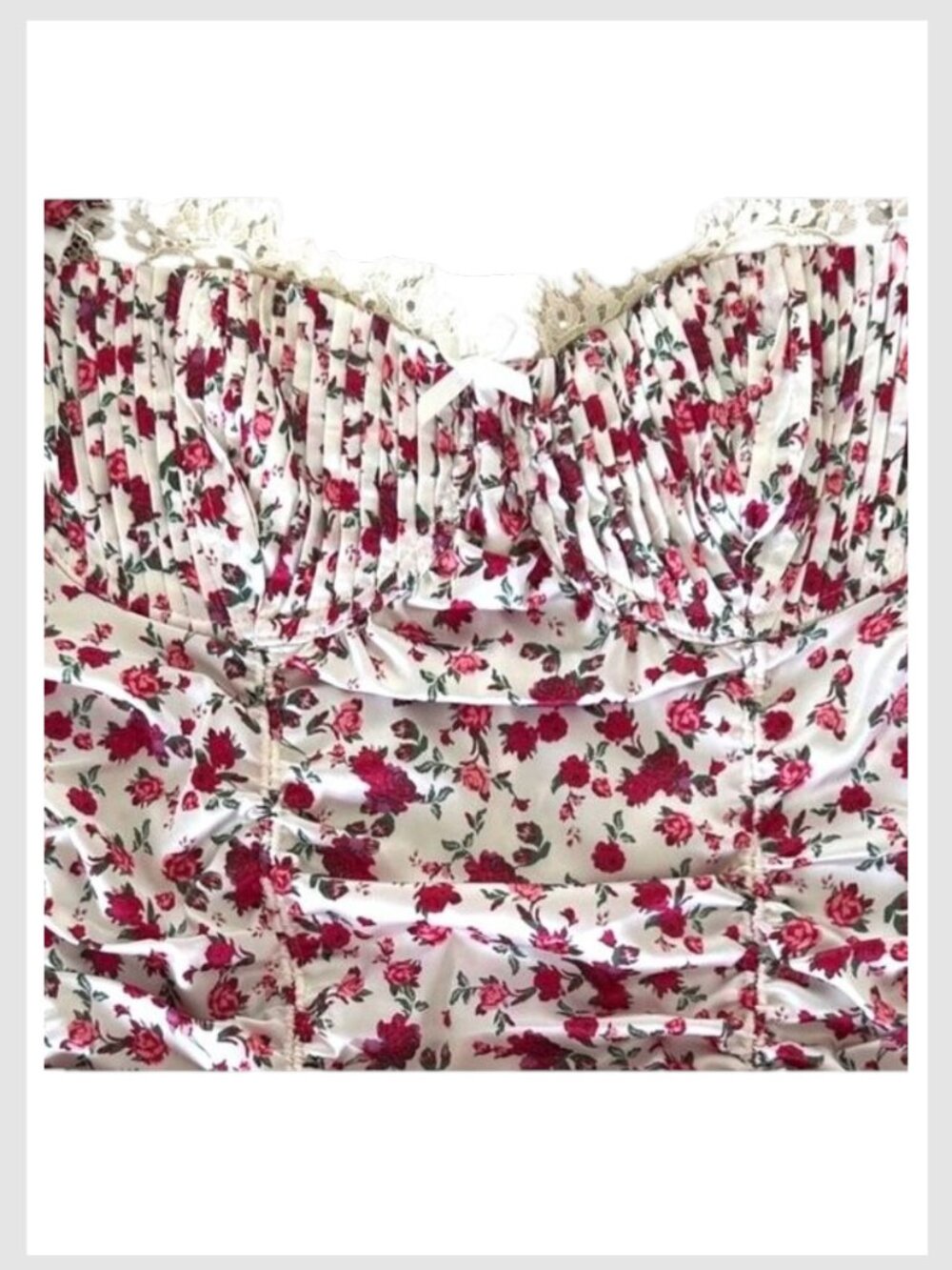 For Love & Lemons White Floral Ruched Mini Dress Sweetheart S - Picture 4 of 12